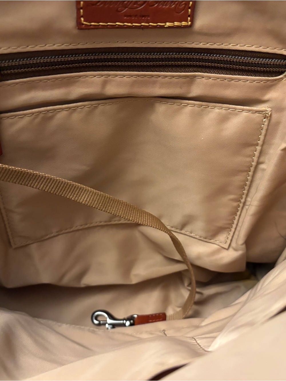 Dooney & Bourke Black Nylon Backpack with Brown Leather Trim EUC - Picture 6 of 10